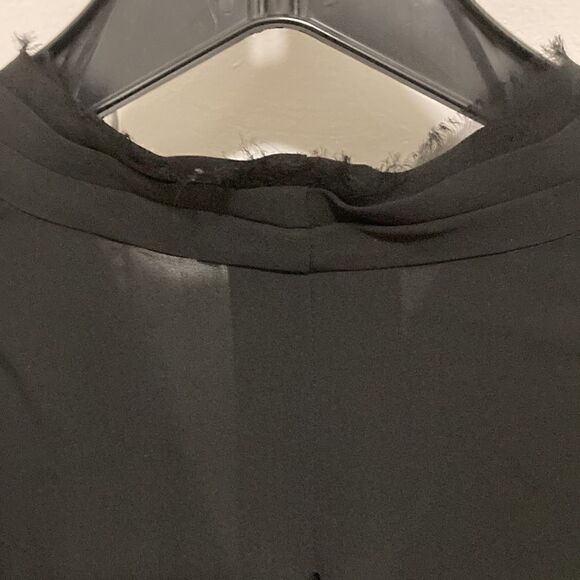 Elie Tahari Silk Black Blouse with Raw Edges, Long Sleeve,Button Front. Size XS. - Picture 4 of 7